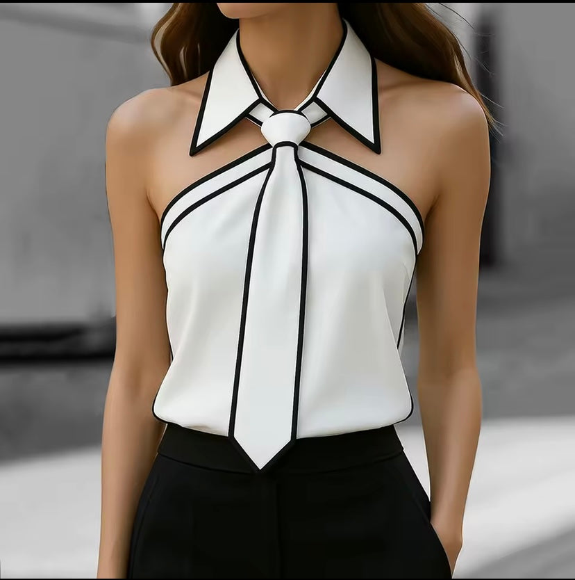 White Women Shirt Tie