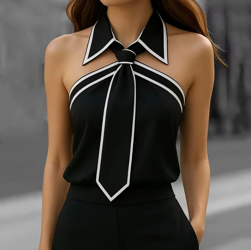 Black Women Shirt Tie