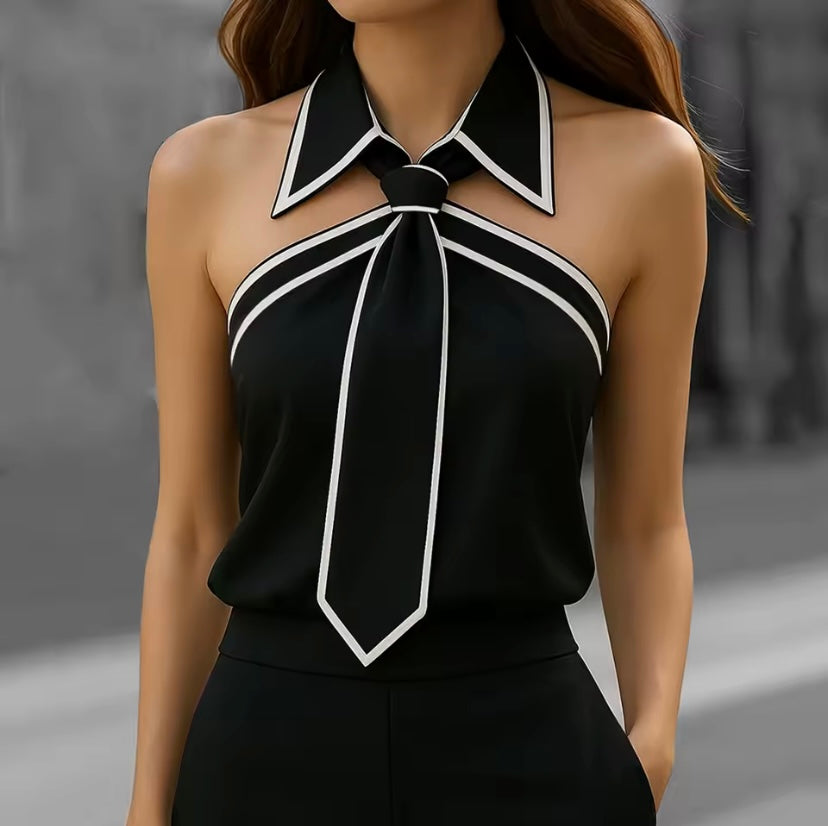 Black Women Shirt Tie