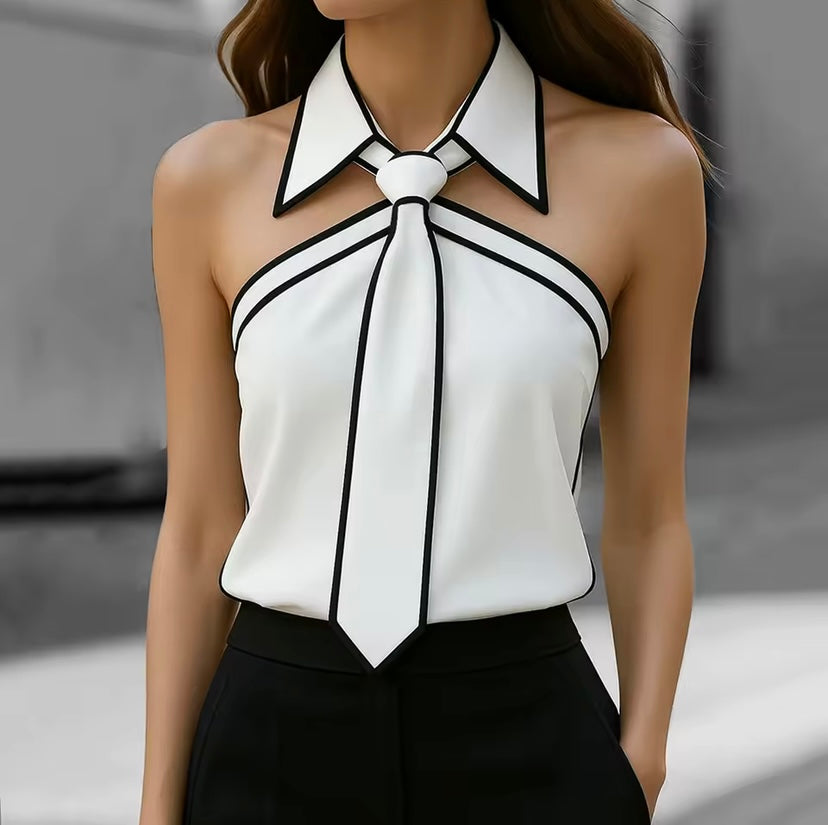 White Women Shirt Tie