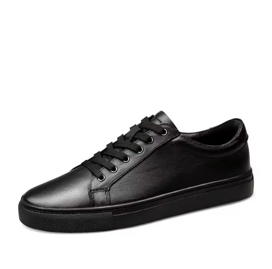 Black leather ballet flat