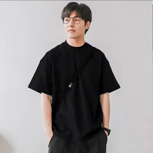 Black cotton T-shirt